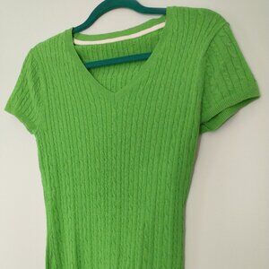 Merona Green V-Neck Cable Knit Women's Sweater